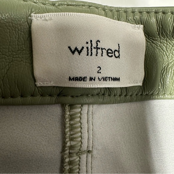 Wilfred Olive Green Straight Leg Pants faux leather sz 2 - Picture 8 of 13